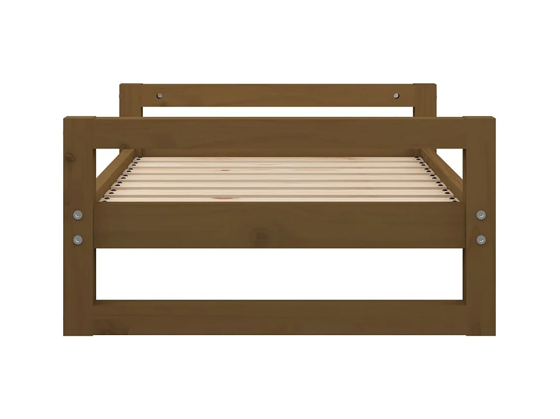 Cama para perros madera maciza pino marrón miel 75,5x55,5x28 cm