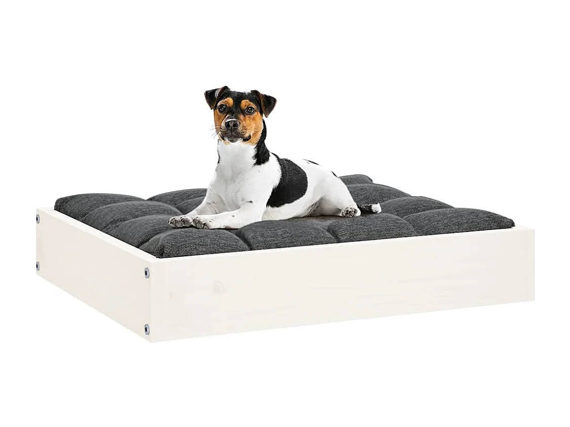 Lit pour chien Blanc 51,5x44x9 cm Bois de pin solide