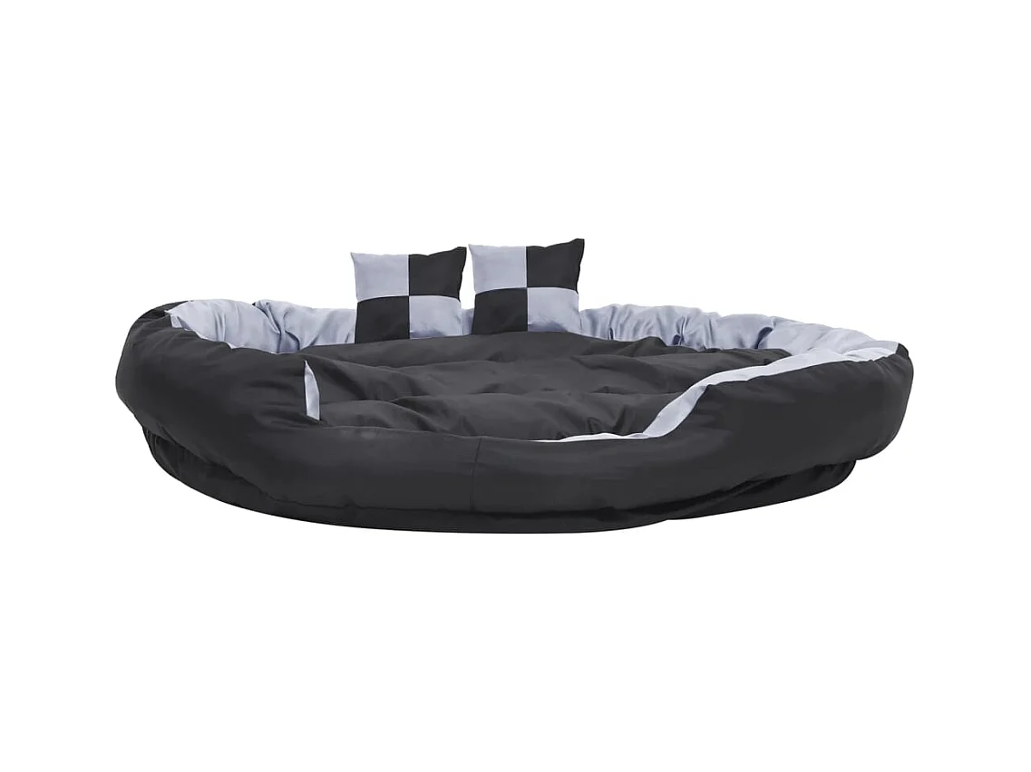 Cojín para perro reversible y lavable gris y negro 150x120x25 cm