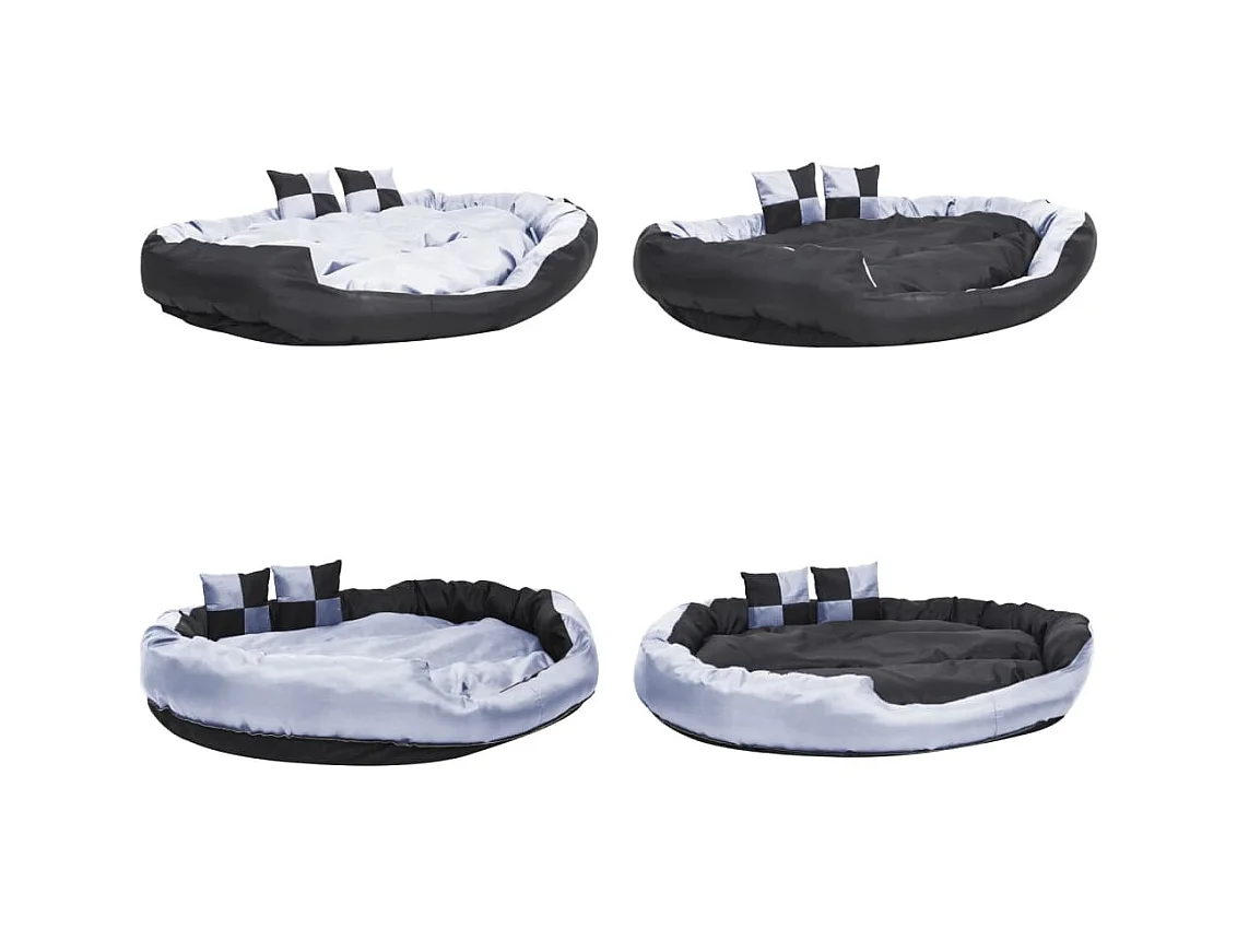 Cojín para perro reversible y lavable gris y negro 150x120x25 cm