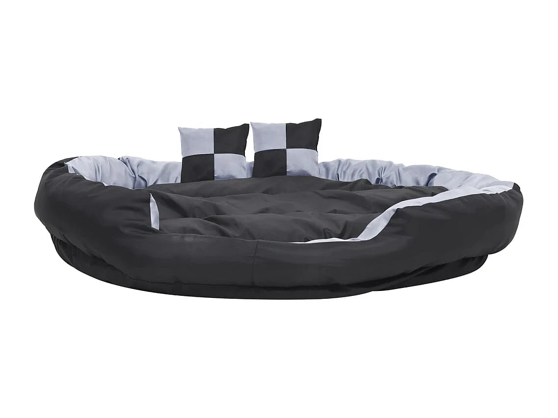 Cojín para perro reversible y lavable gris y negro 150x120x25 cm