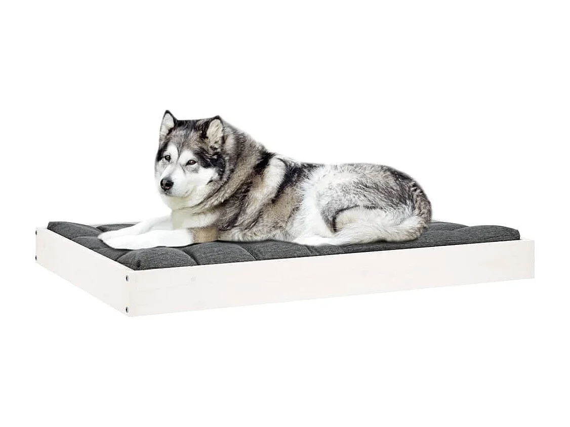 Cama para perros madera maciza de pino blanco 101,5x74x9 cm
