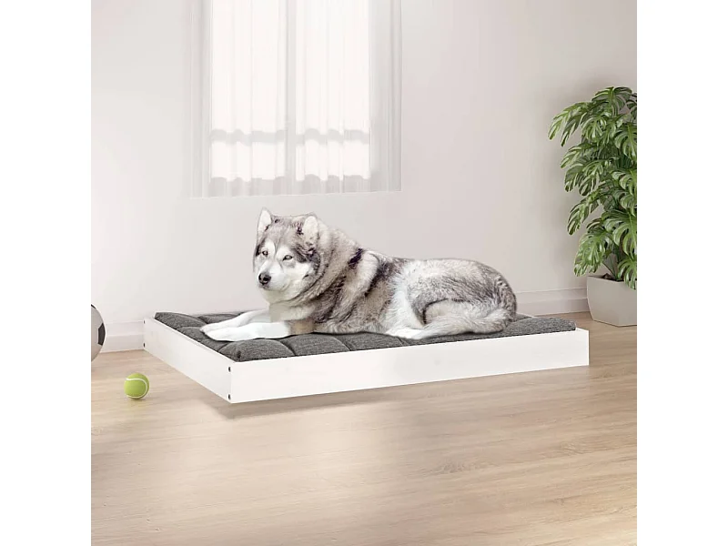 Cama para perros madera maciza de pino blanco 101,5x74x9 cm