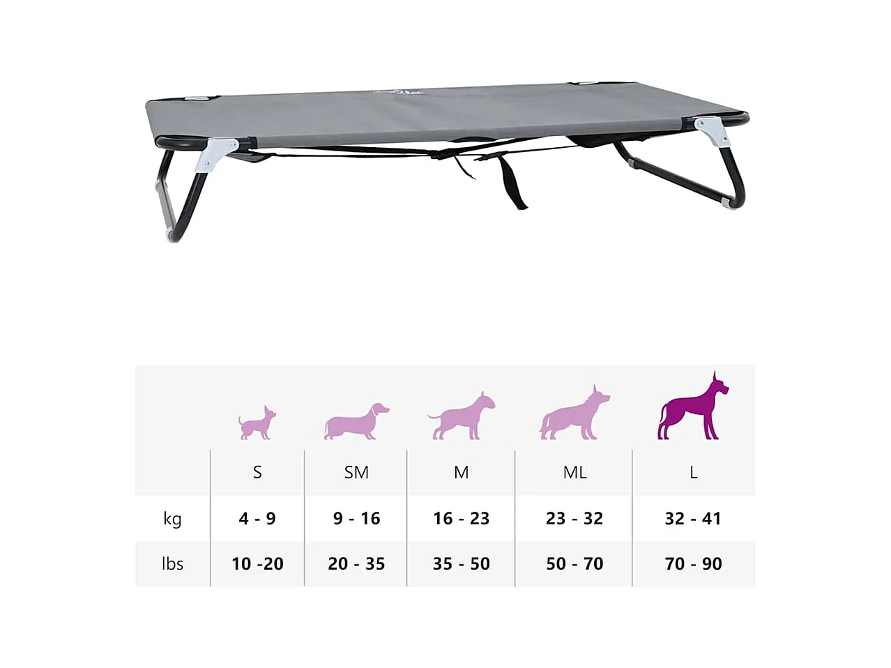 Cama para perro Gris Claro 105 x 65 x 18 cm Tela Oxford y Acero