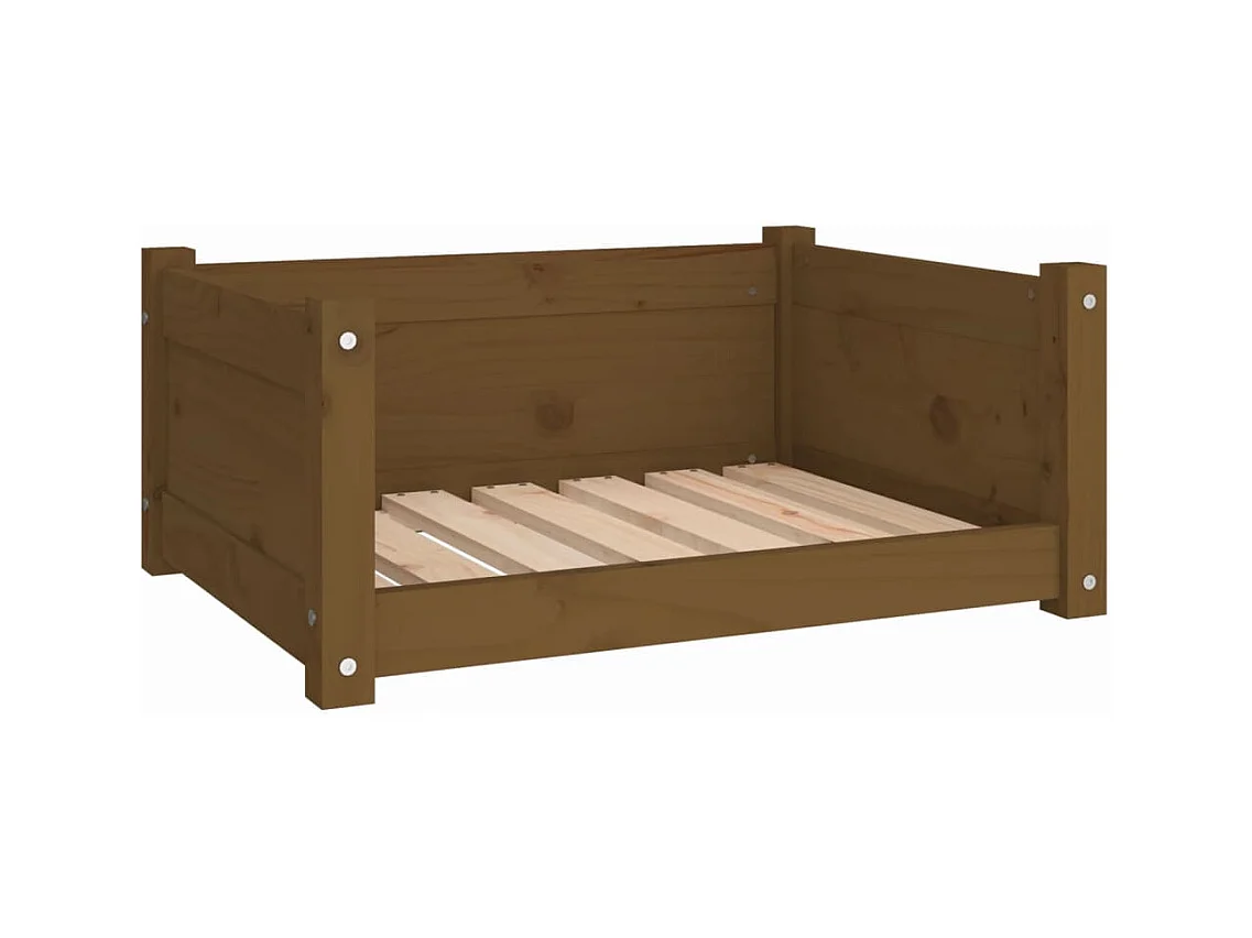 Cama para perros madera maciza pino marrón miel 65,5x50,5x28 cm