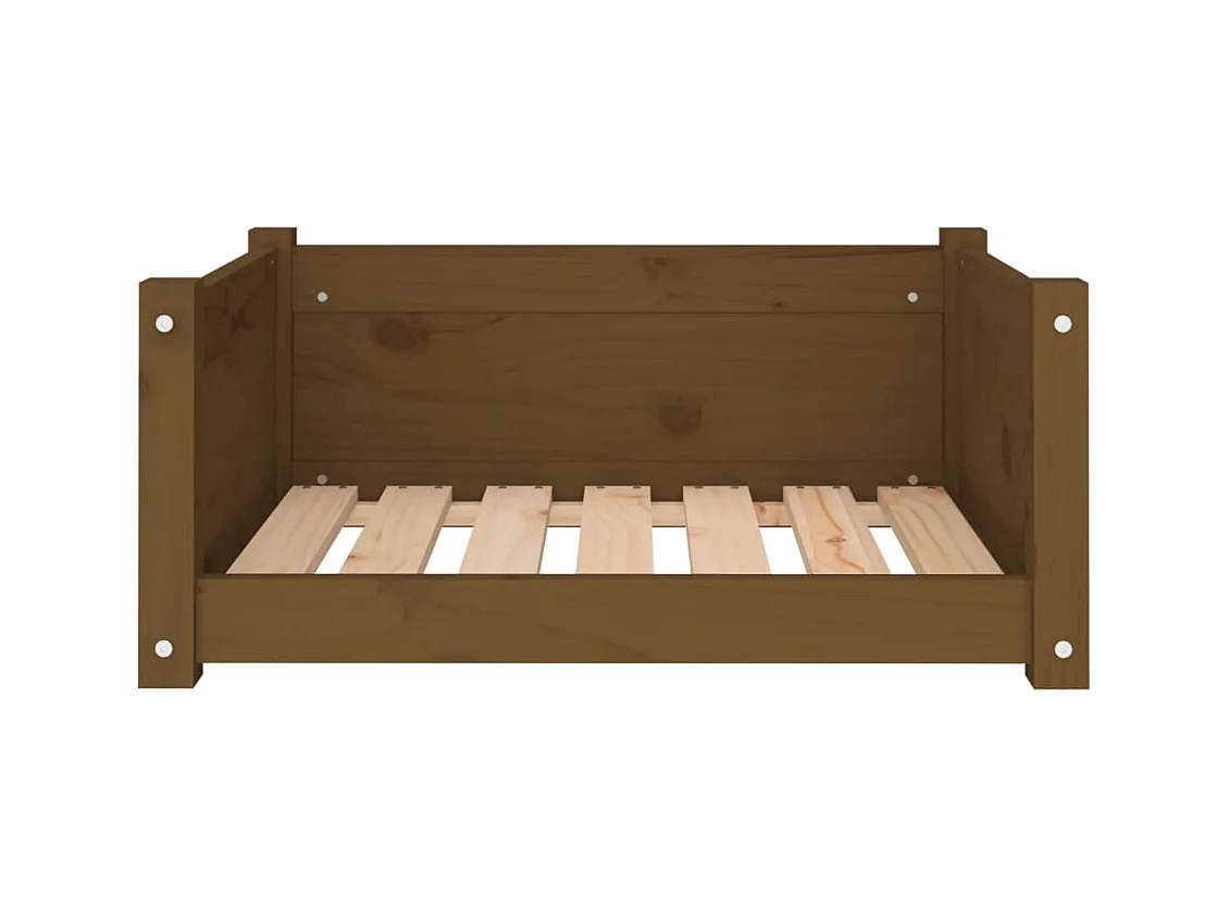 Cama para perros madera maciza pino marrón miel 65,5x50,5x28 cm