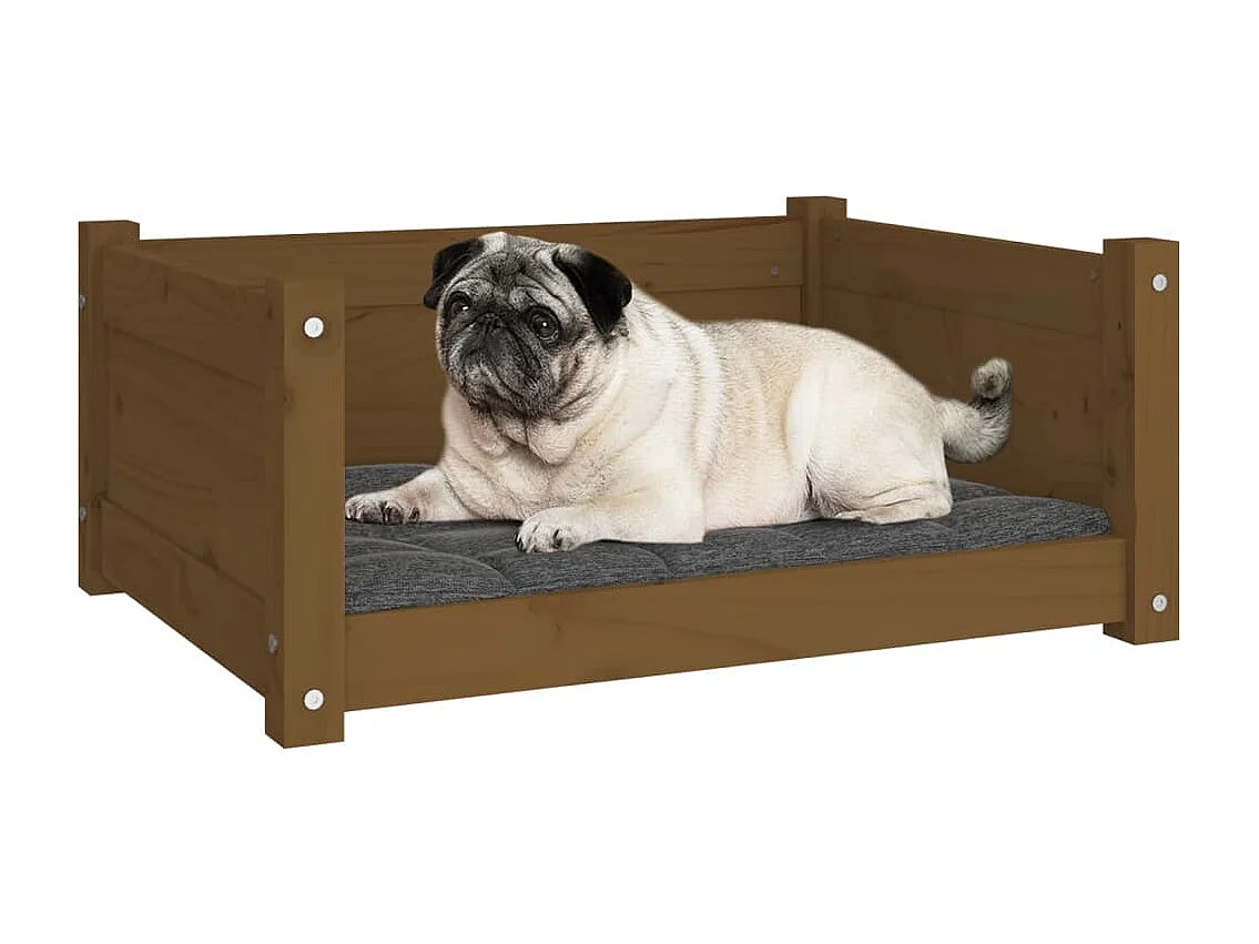 Lit pour chien Marron miel 65,5x50,5x28 cm Bois de pin solide