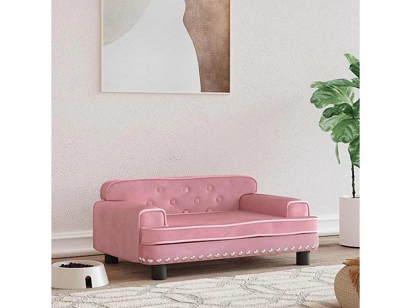 Cama para perros de terciopelo rosa 70x45x30 cm
