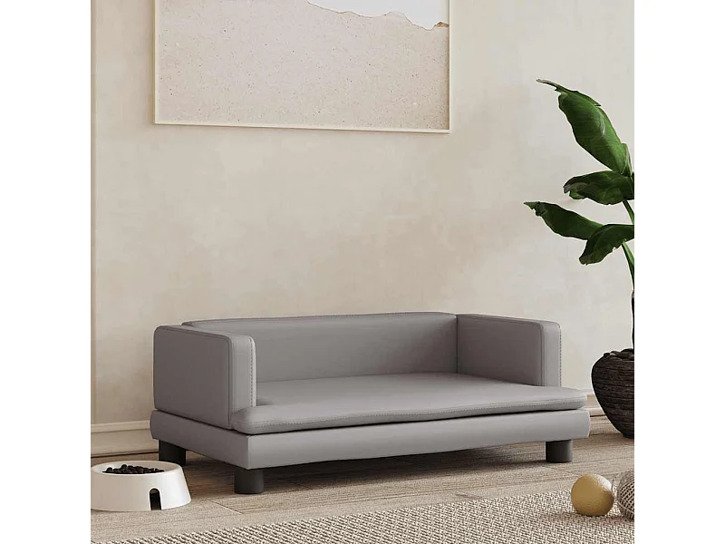 Cama para cães 80x45x30 cm couro artificial cinzento
