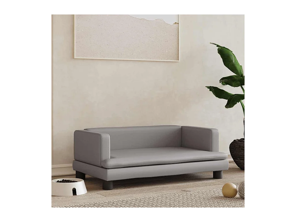 Cama para perros de cuero sintético gris 80x45x30 cm
