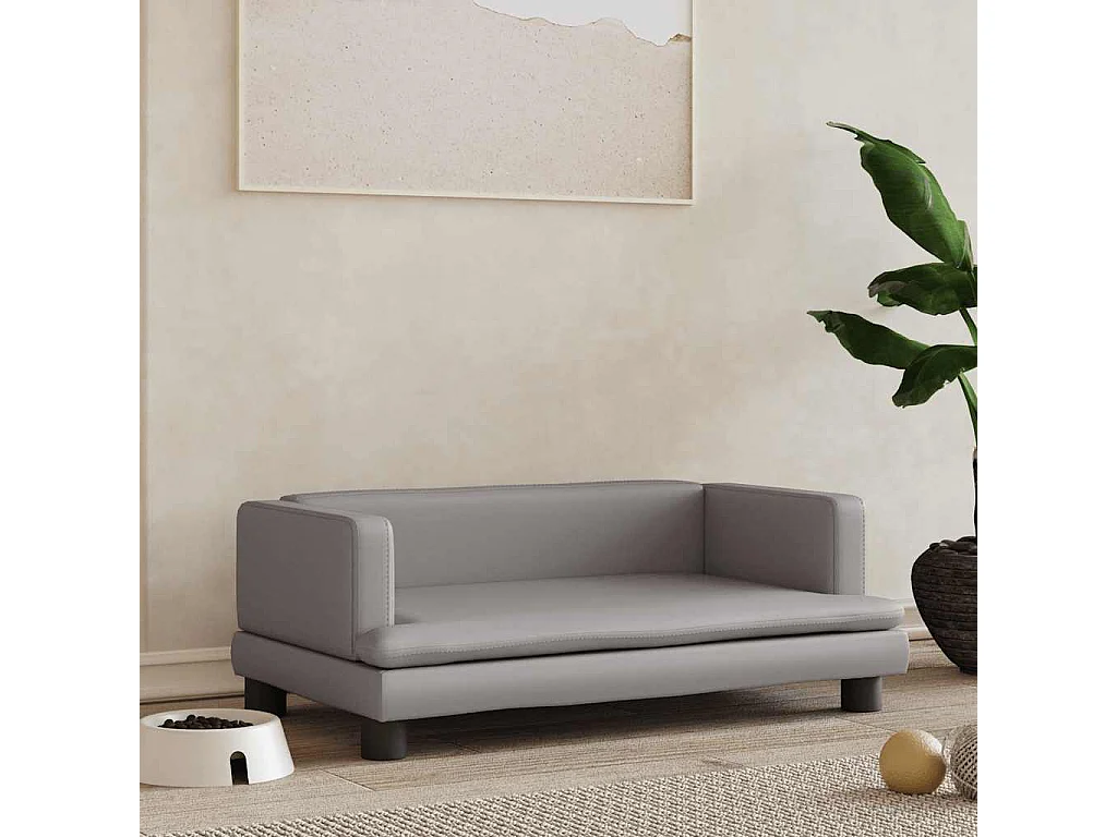 Lit pour chien gris 80x45x30 cm similicuir