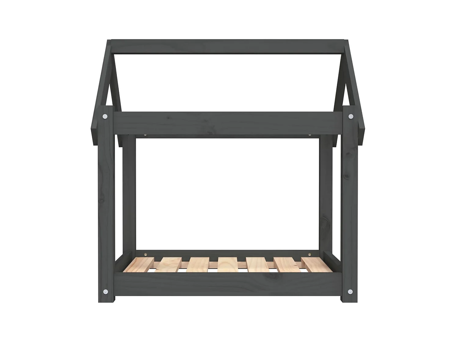 Cama para perros madera maciza de pino gris 71x55x70 cm