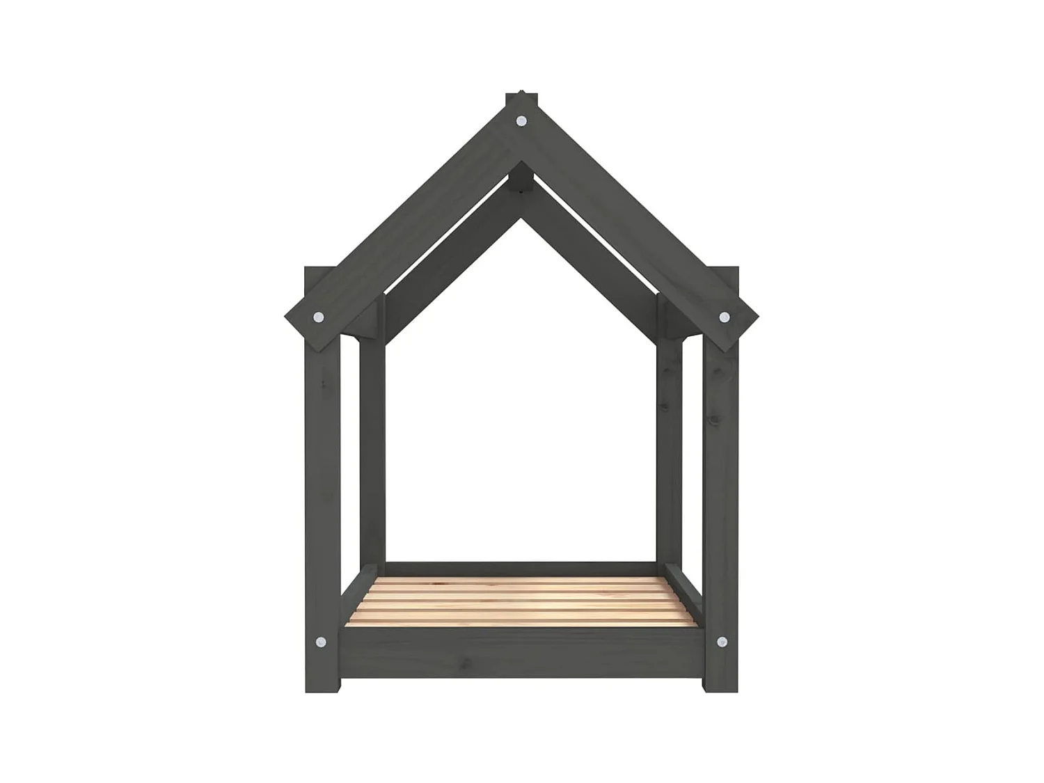 Cama para perros madera maciza de pino gris 71x55x70 cm