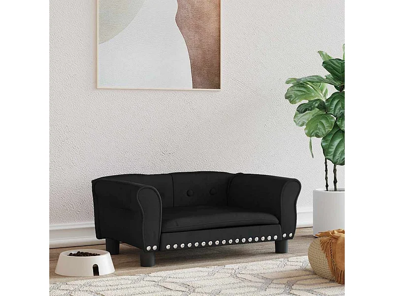 Cama para perros de terciopelo negra 70x45x30 cm
