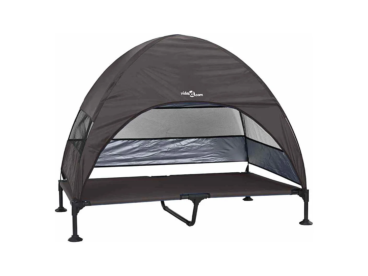 Lit surélevé pour chien Marron 127 x 81 x 108 cm Tissu et acier