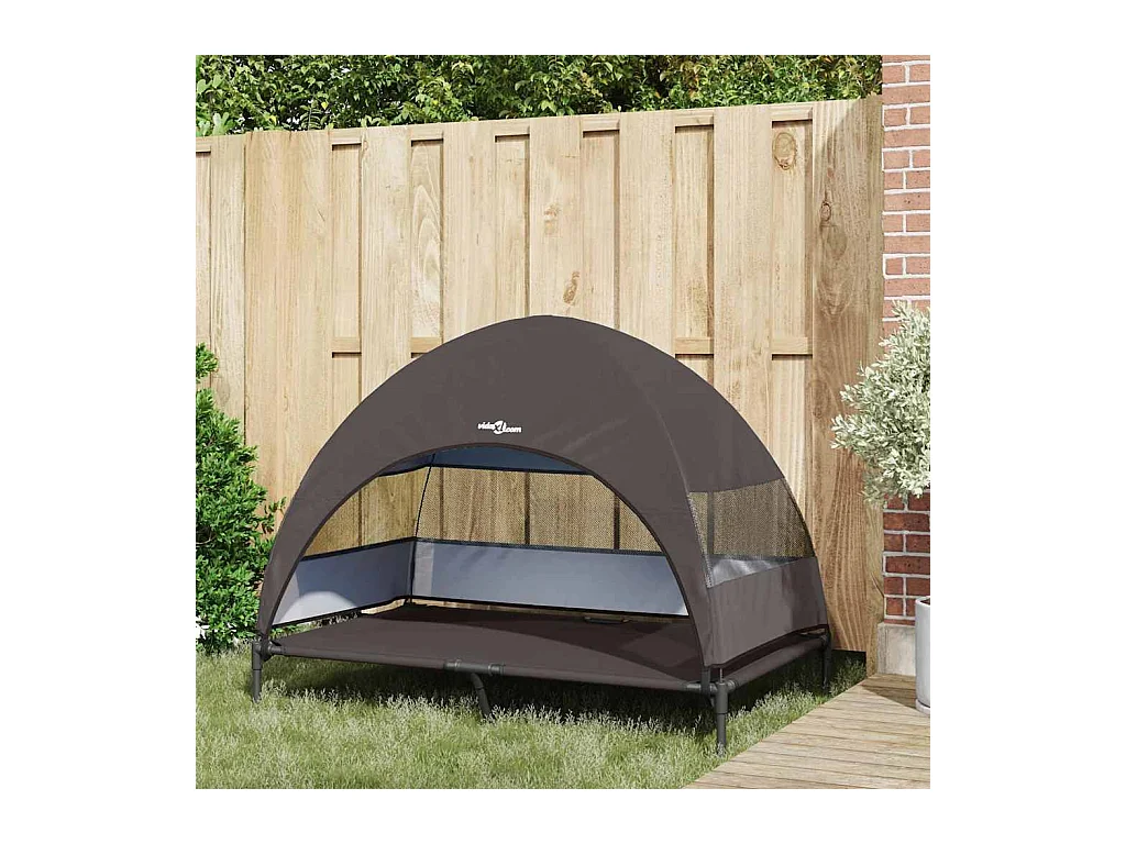 Lit surélevé pour chien Marron 127 x 81 x 108 cm Tissu et acier