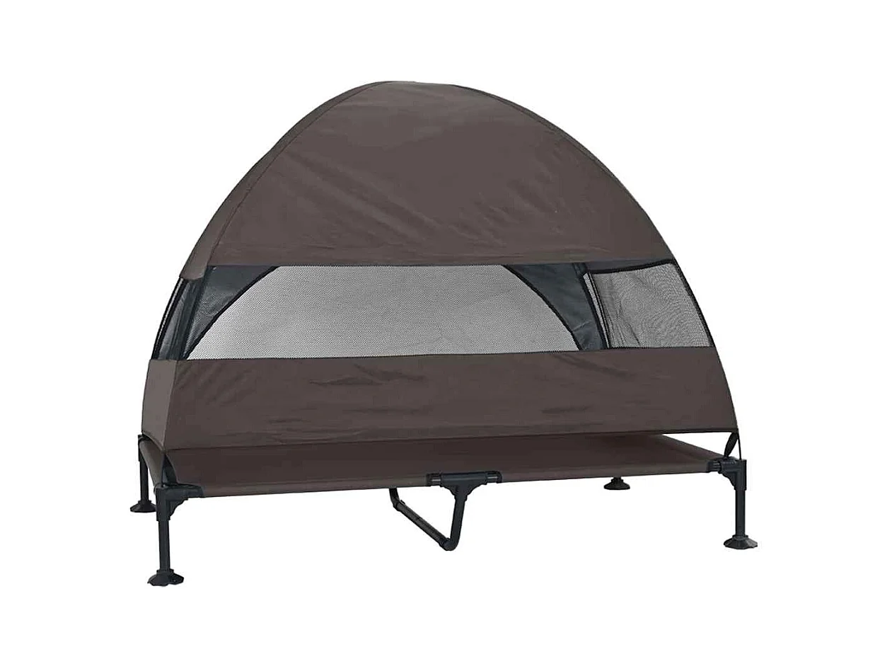 Lit surélevé pour chien Marron 127 x 81 x 108 cm Tissu et acier