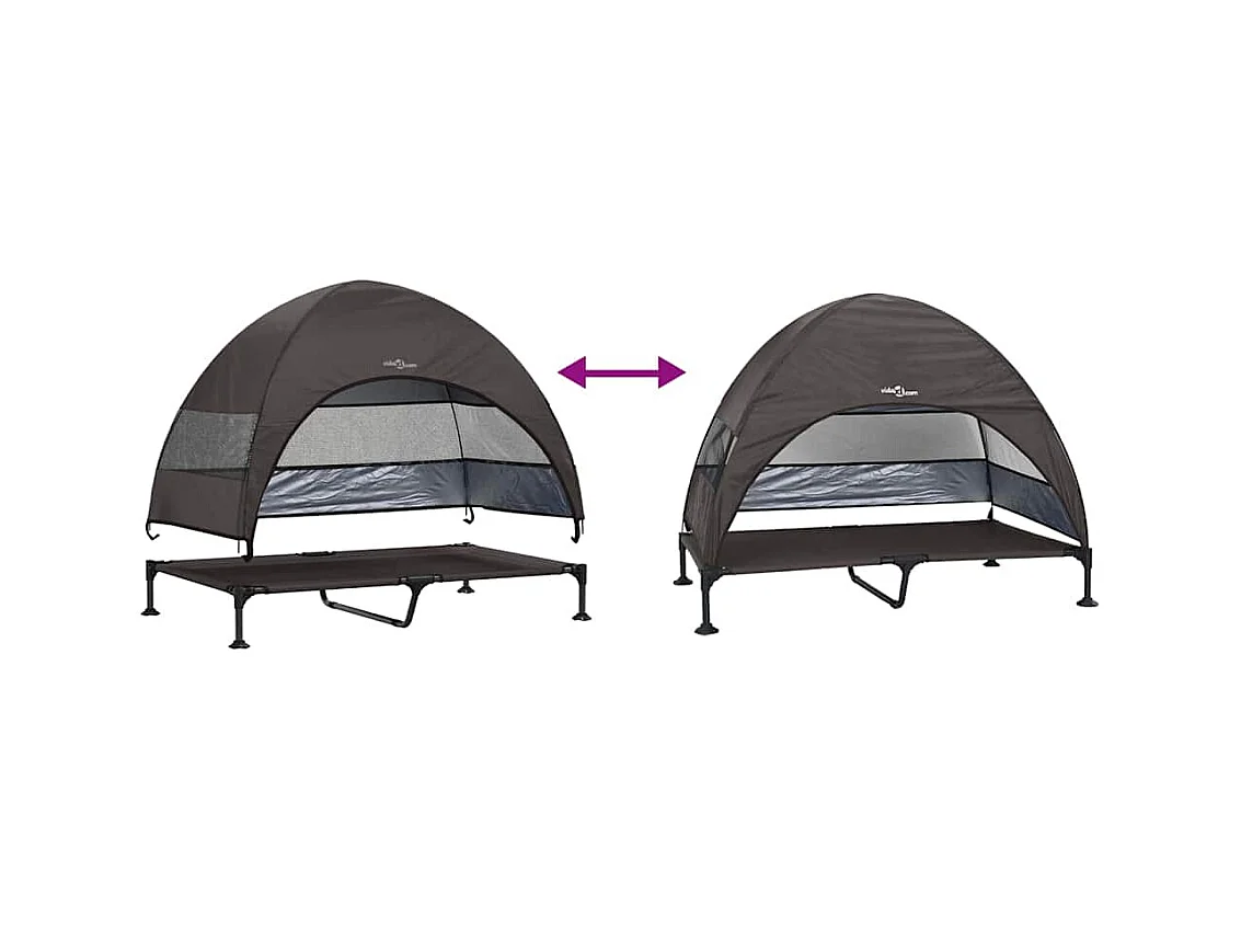 Lit surélevé pour chien Marron 127 x 81 x 108 cm Tissu et acier