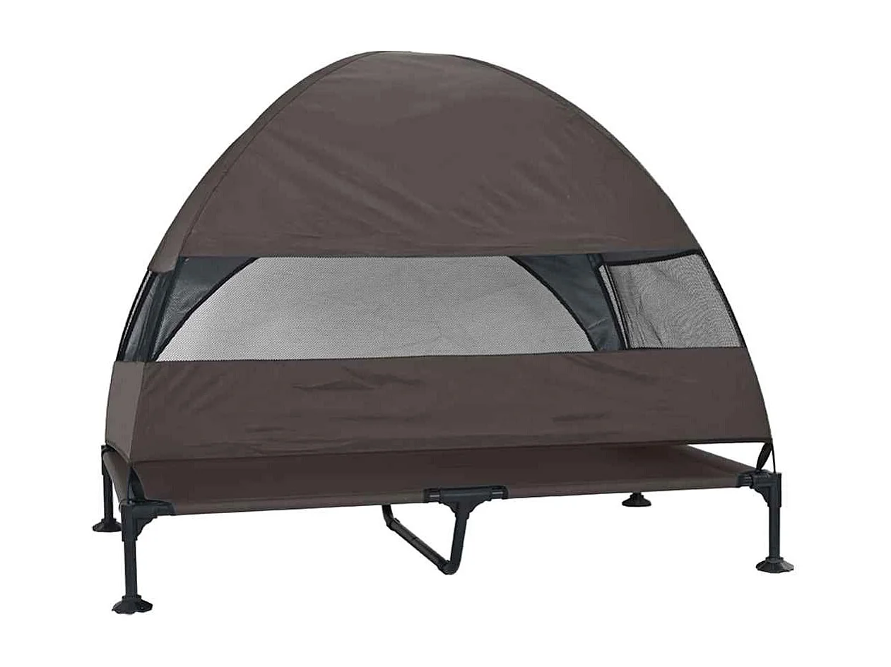 Lit surélevé pour chien Marron 127 x 81 x 108 cm Tissu et acier