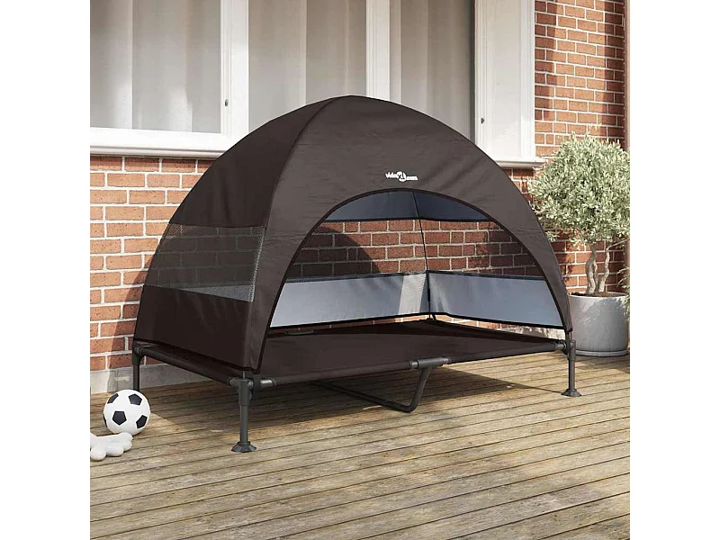 Lit surélevé pour chien Marron 127 x 81 x 108 cm Tissu et acier