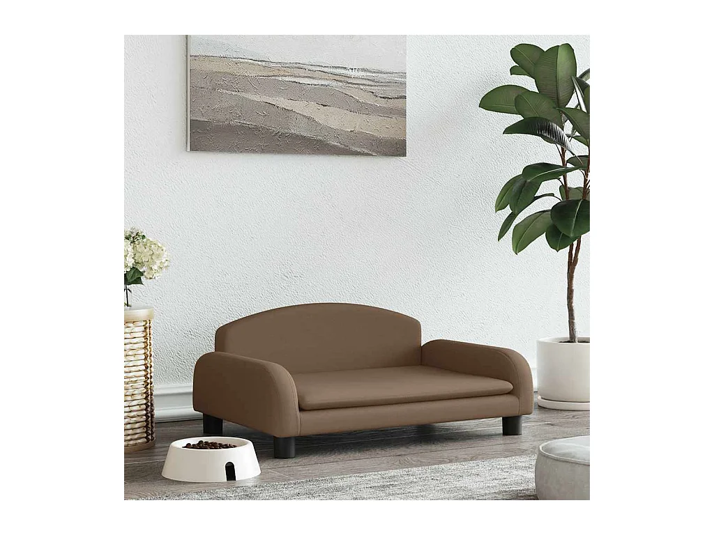 Lit pour chien marron 70x45x30 cm tissu