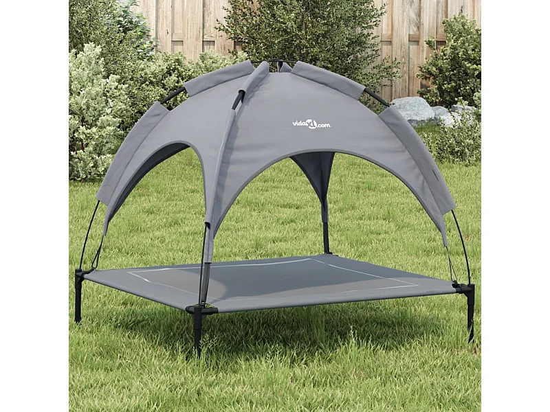 Cama para cães com toldo tecido oxford e aço antracite