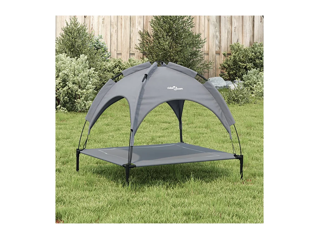 Cama para cães com toldo tecido oxford e aço antracite