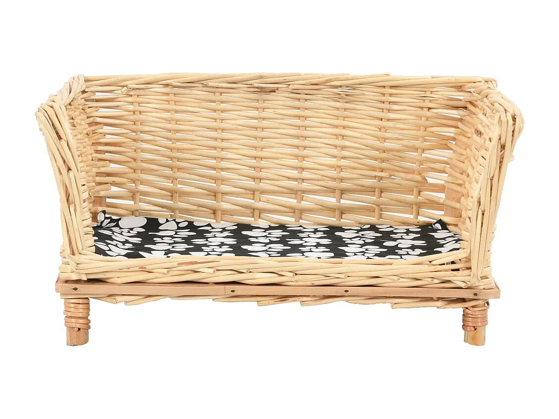 Panier pour chiens avec coussin 50x33x30 cm Saule naturel