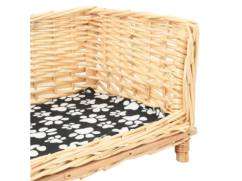 Panier pour chiens avec coussin 50x33x30 cm Saule naturel