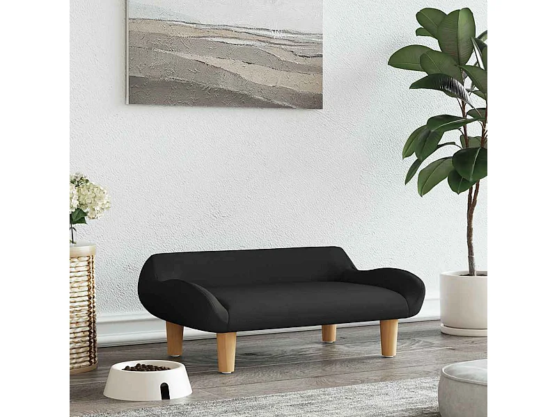 Lit pour chien noir 70x40x24 cm tissu