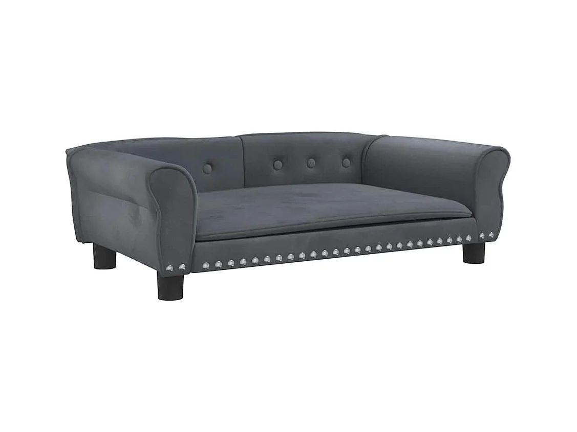 Cama para perros de terciopelo gris oscuro 95x55x30 cm