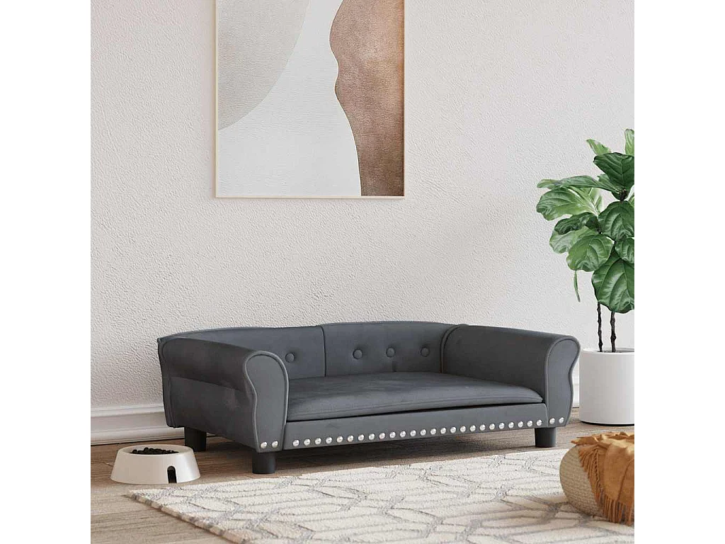 Lit pour chien gris foncé 95x55x30 cm velours
