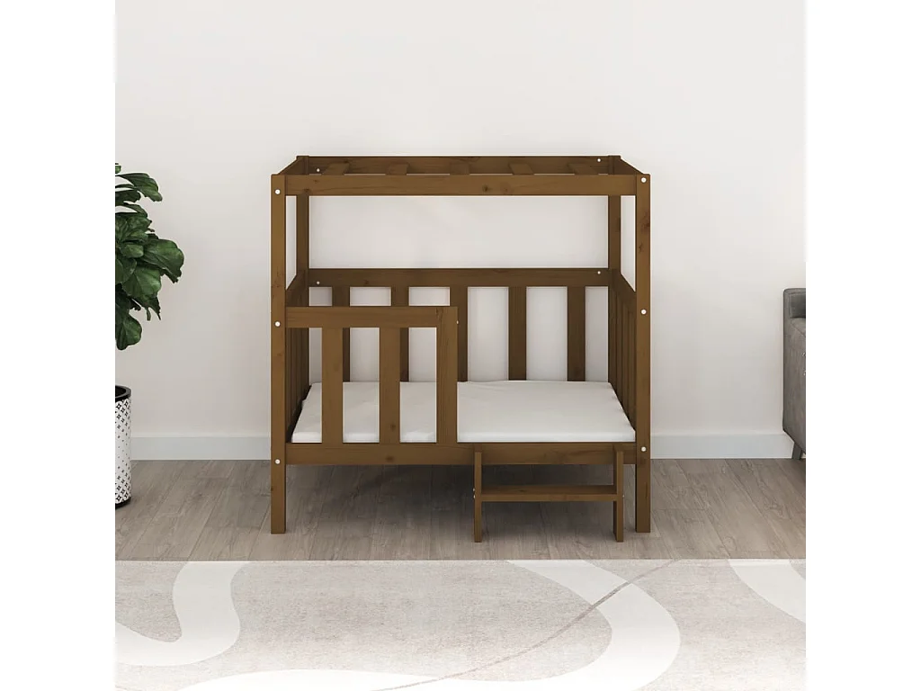 Lit pour chien Marron miel 105,5x83,5x100 cm Bois de pin solide