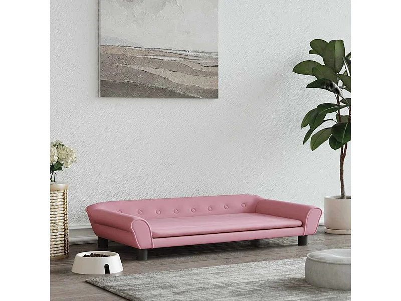 Lit pour chien rose 100x50x21 cm velours