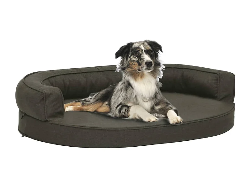 Cama p/ cães ergonómica 75x53cm aspeto linho cinzento-escuro
