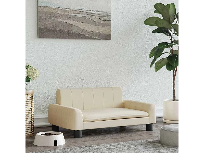 Cama para cães 70x45x30 cm tecido cor creme