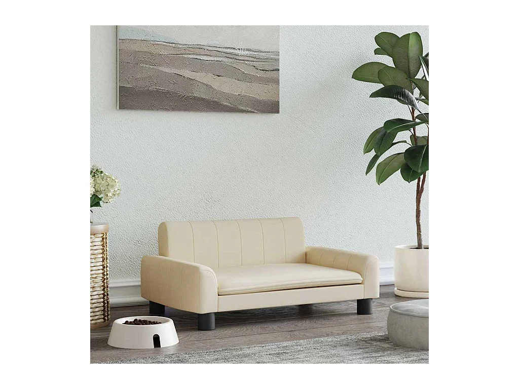 Cama para cães 70x45x30 cm tecido cor creme