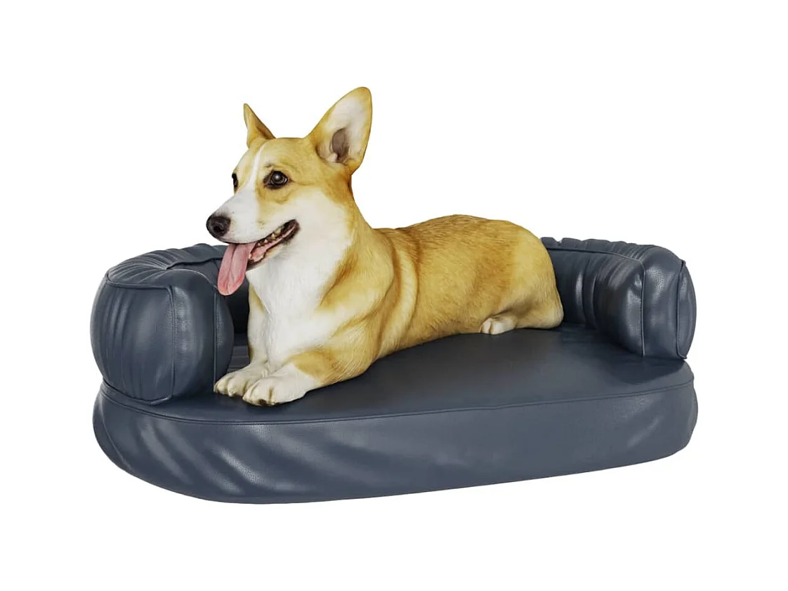 Cama p/ cães em espuma ergonómico 60x42cm couro artificial azul