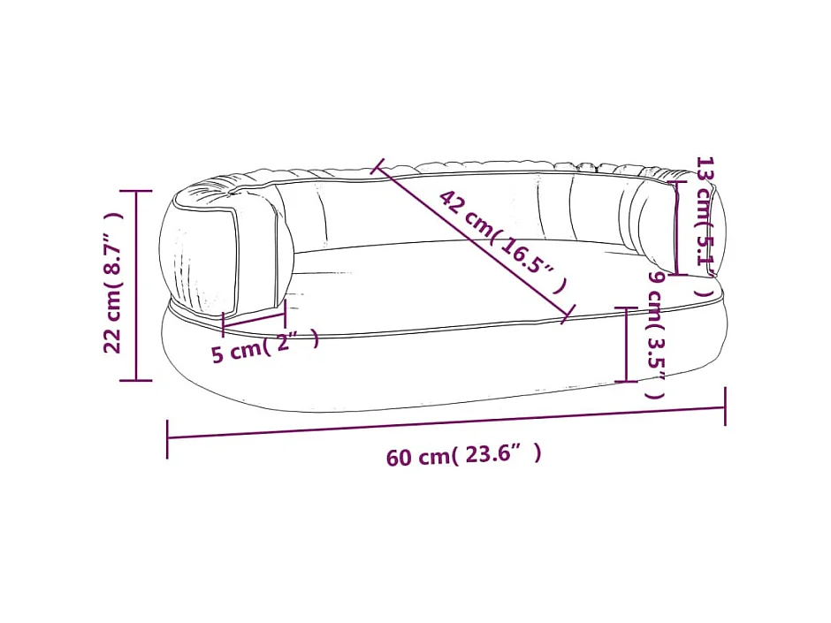 Cama p/ cães em espuma ergonómico 60x42cm couro artificial azul