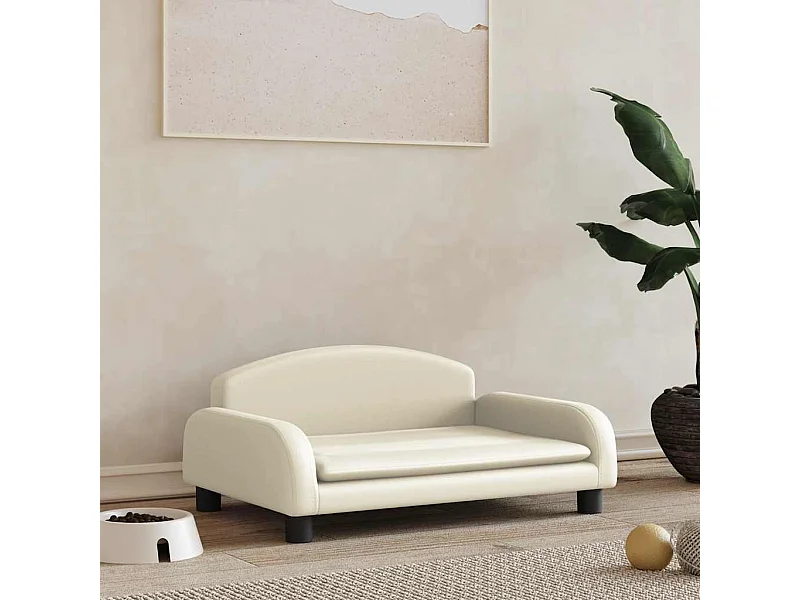 Cama para perros de cuero sintético crema 70x45x30 cm
