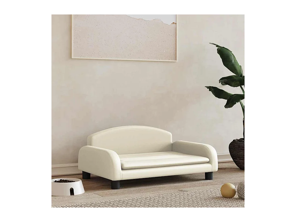 Cama para perros de cuero sintético crema 70x45x30 cm