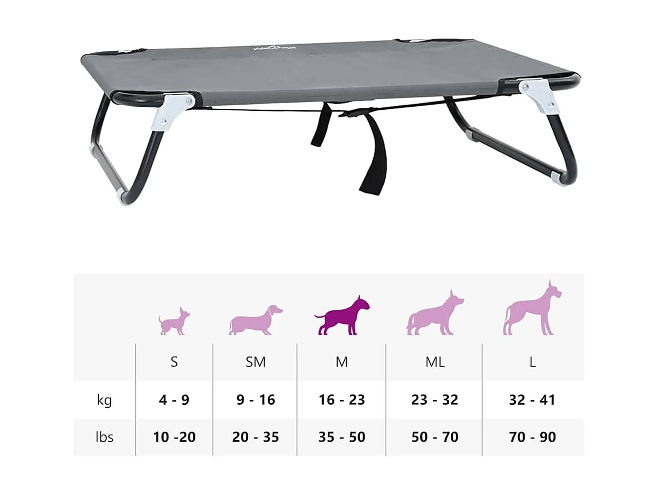 Lit pour Chien Gris clair m Tissu Oxford et Acier