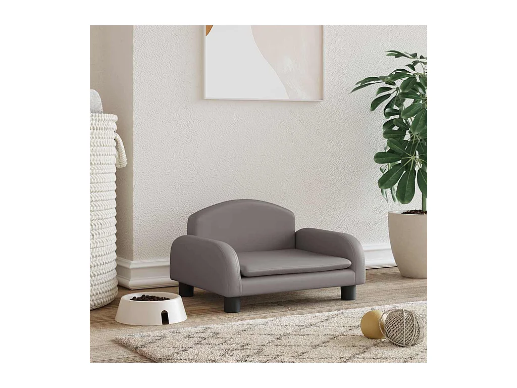 Cama para perros de cuero sintético gris 50x40x30 cm