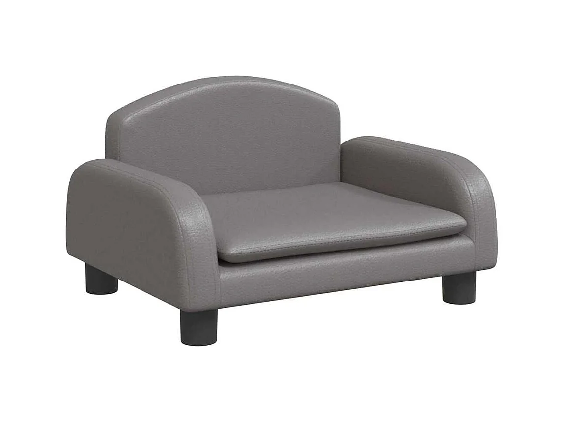 Cama para perros de cuero sintético gris 50x40x30 cm