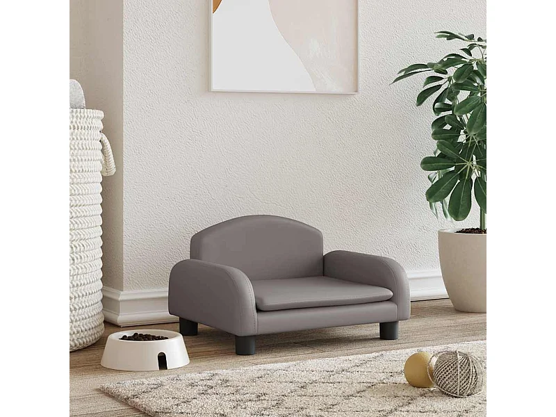 Lit pour chien gris 50x40x30 cm similicuir