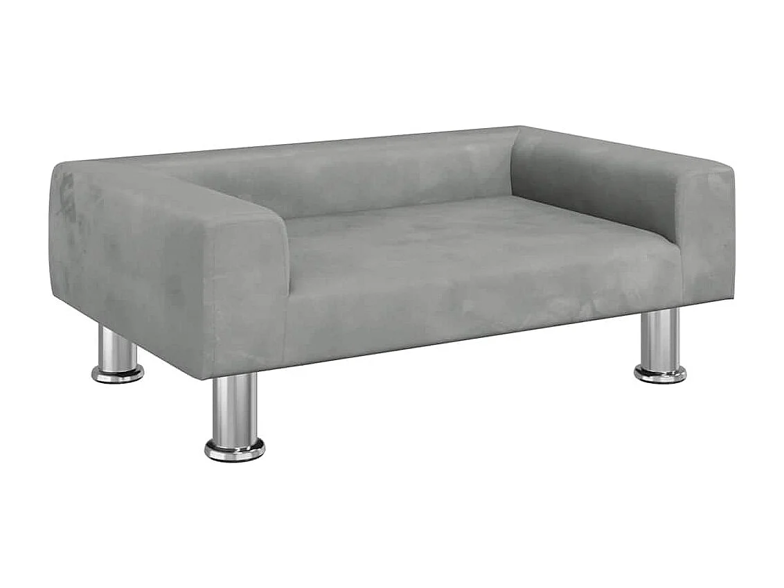 Cama para perros de terciopelo gris claro 70x45x26,5 cm
