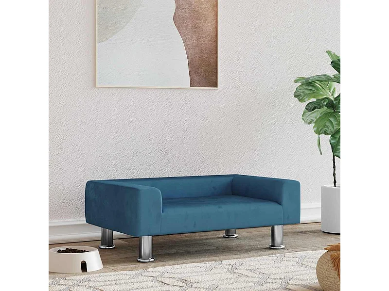 Cama para perros de terciopelo azul 70x45x26,5 cm