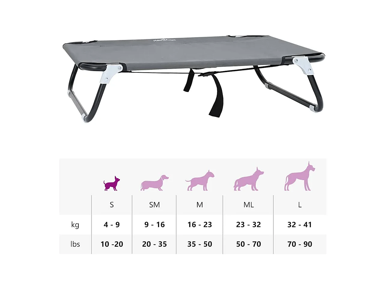 Cama para Cachorro Cinzento-claro s Tecido Oxford e Aço