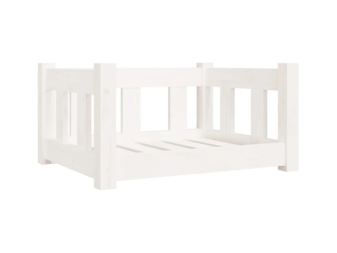 Lit pour chien blanc 55,5x45,5x28 cm bois de pin solide