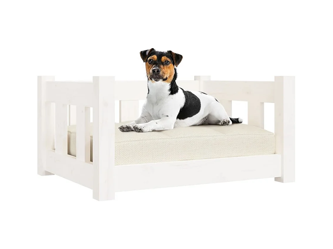 Lit pour chien blanc 55,5x45,5x28 cm bois de pin solide